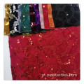 Tabela de tecido bordado vermelho de lantejoulas de lantejoulas bordadas em tecido de veludo bordado material bordado